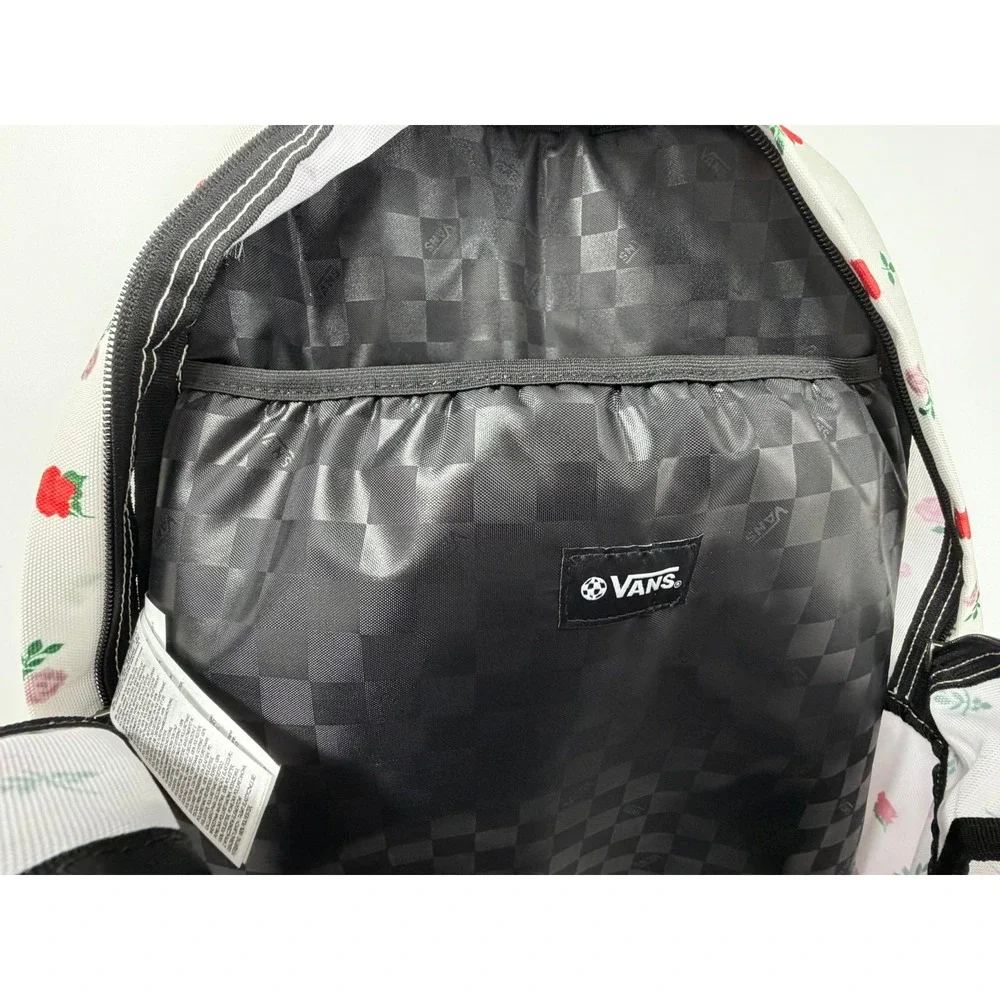 Vans Old Skool Classic Backpack White‎ Rose Floral Print Laptop Travel Bag